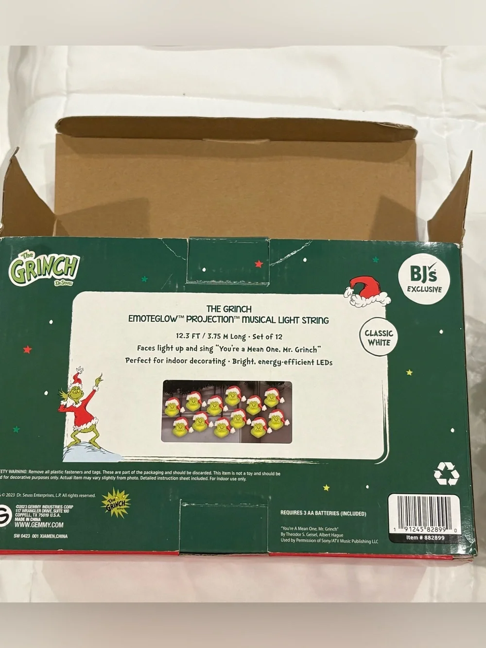 The Grinch Green & Red Musical Light String - holiday decor for tree